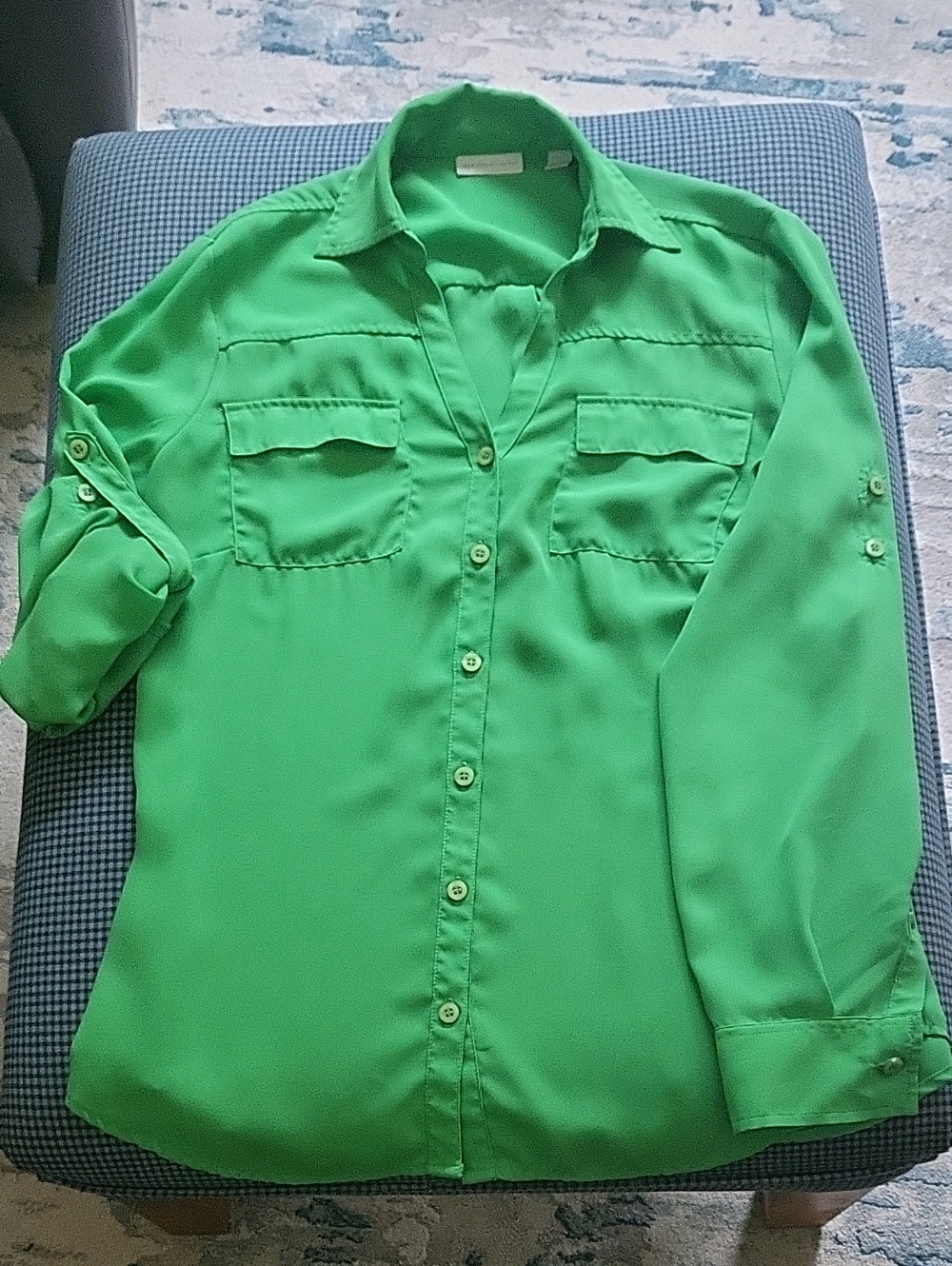 New York & Company Bright Green Women's Button-Front Shirt